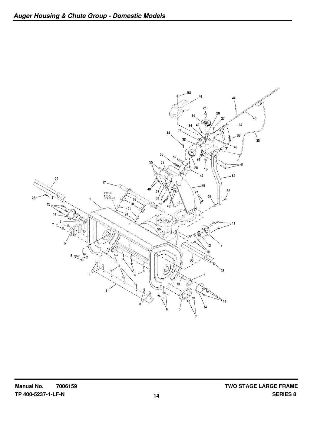 Snapper 105308E (1694995), E105308E, E95288E, E85268E (1695093), 95288E (1694994) Auger Housing & Chute Group Domestic Models 