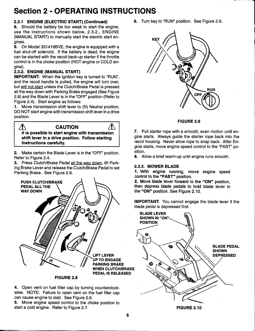 Snapper E250186B, E250816B, E331316BVE, E281216BE, E331416KVE, E281016BE manual 
