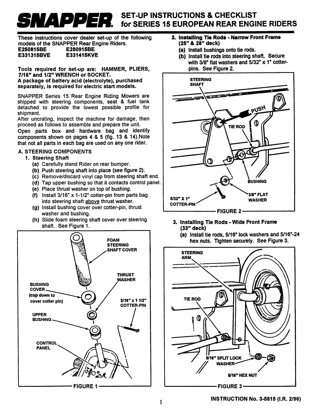 Snapper E250815BE manual 