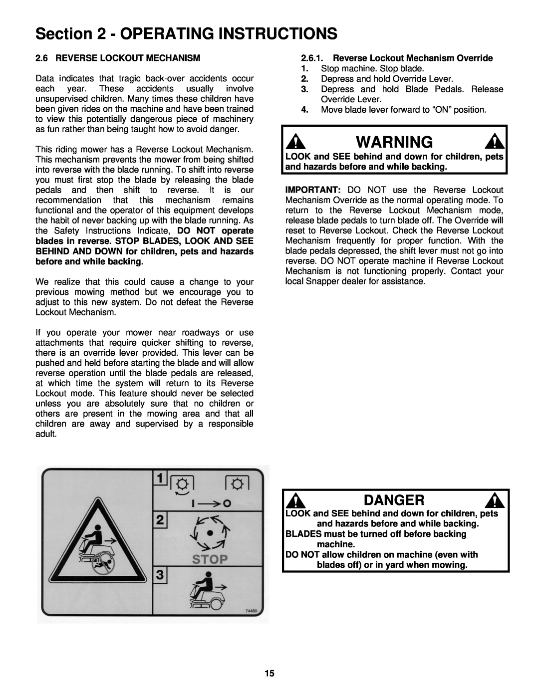 Snapper E2512523BVE, E2812523BVE, E2813523BVE, E331523KVE important safety instructions Danger, Operating Instructions 