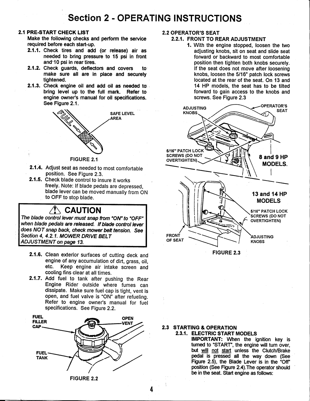 Snapper E331415KVE, E280915BE, E331315BE manual 