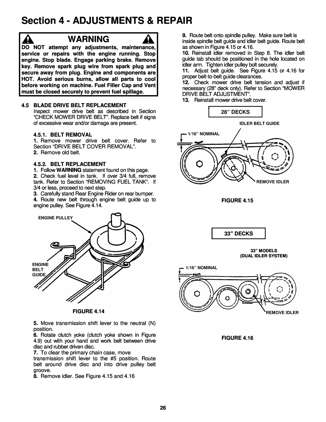 Snapper E281022BE, E281222BE, E331522KVE Adjustments & Repair, Engine Pulley Engine Belt Guide 