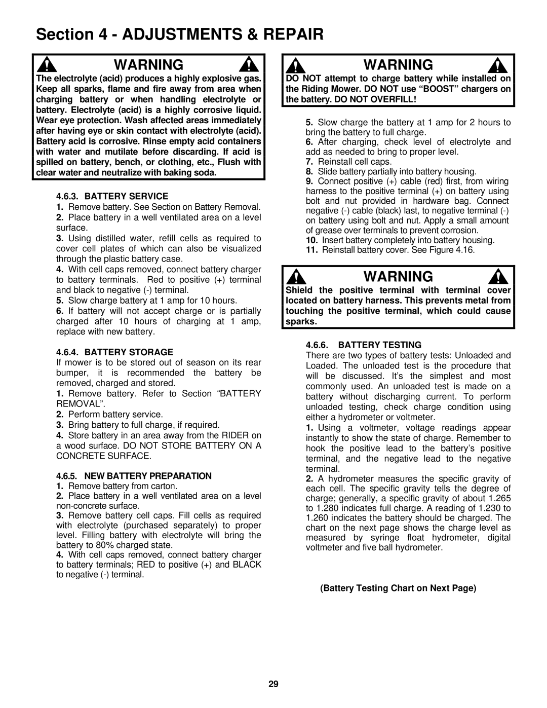 Snapper E2813523BVE, E2512523BVE, E2812523BVE, E331523KVE Battery Service, Battery Storage, Battery Testing 