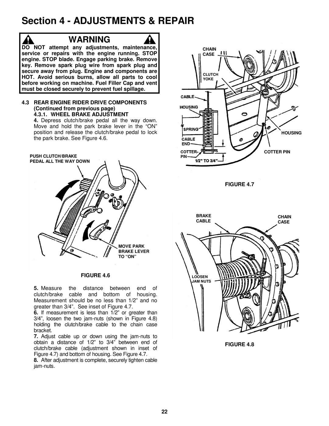 Snapper E281318BE, E331518KVE important safety instructions Chain Case 