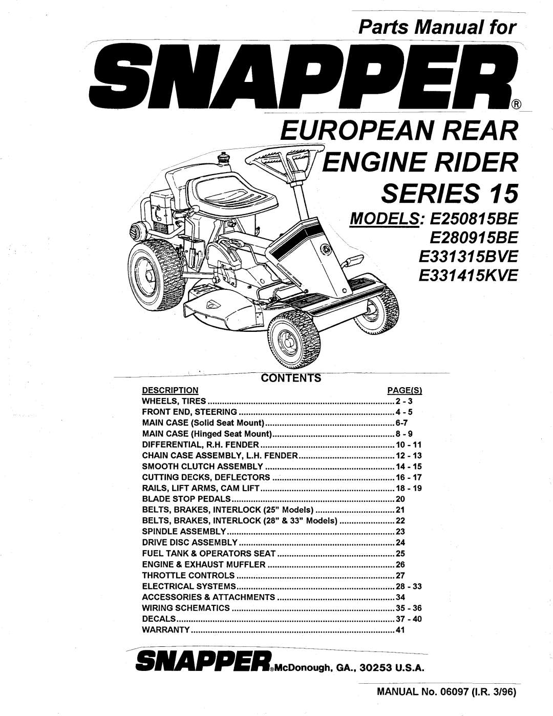 Snapper E331315BVE manual 