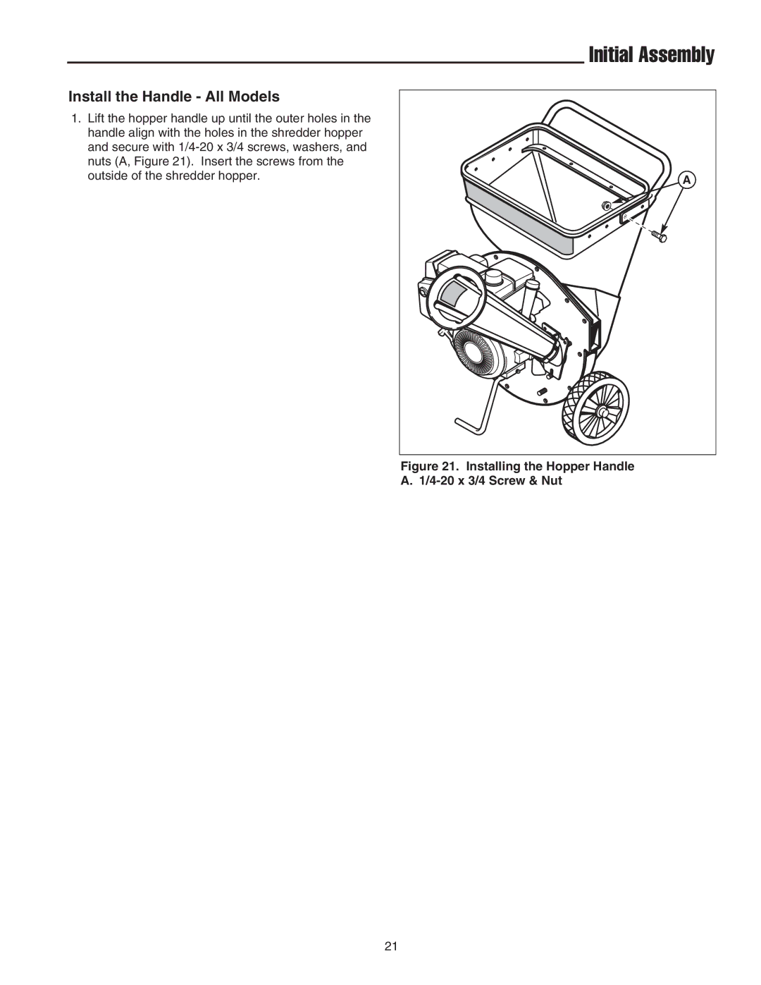 Snapper E55140BV manual Initial Assembly, Install the Handle All Models 