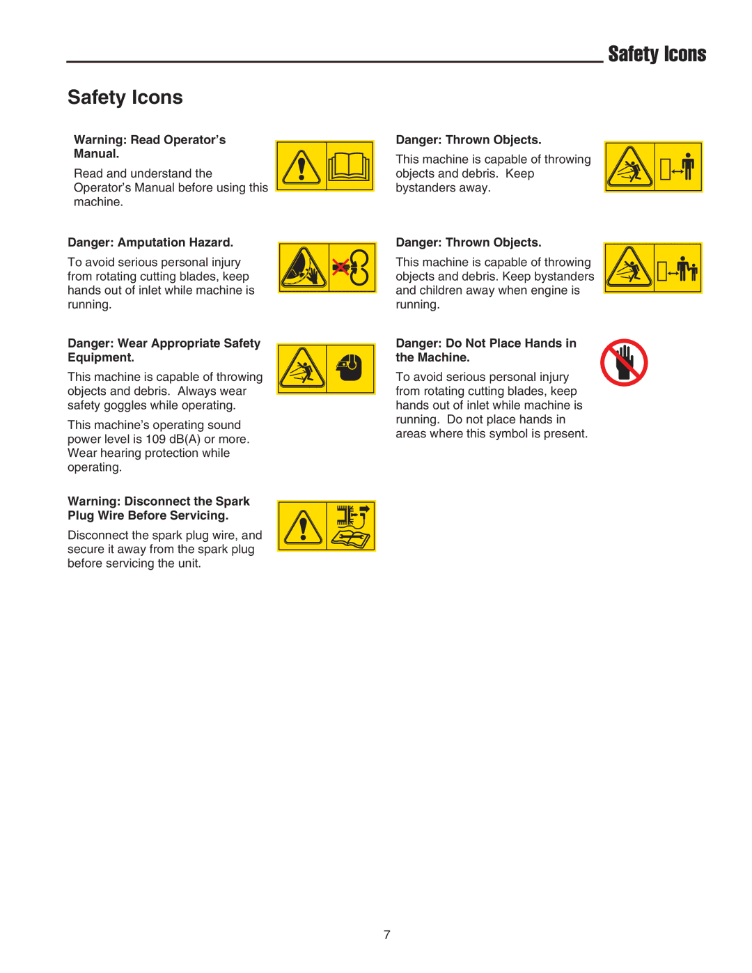 Snapper E55140BV manual Safety Icons, Machine 