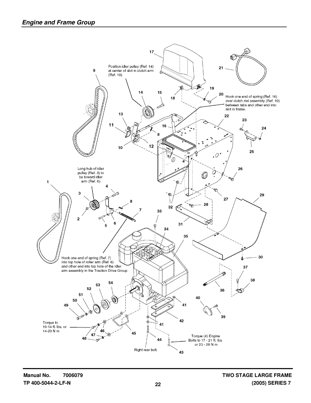 Snapper 11327E, E9247, E10287, 9247E, E11327, E12387, 12387E, 10287E manual Engine and Frame Group 