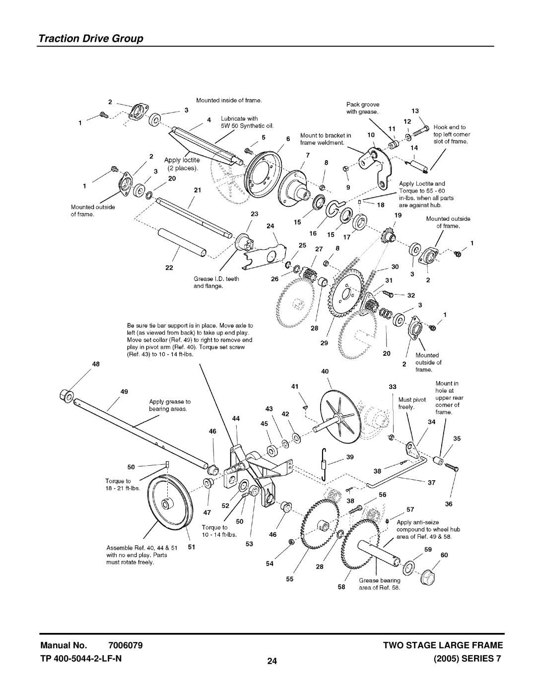 Snapper E9247, E10287, 9247E, E11327, E12387, 12387E, 11327E, 10287E manual Traction Drive Group 