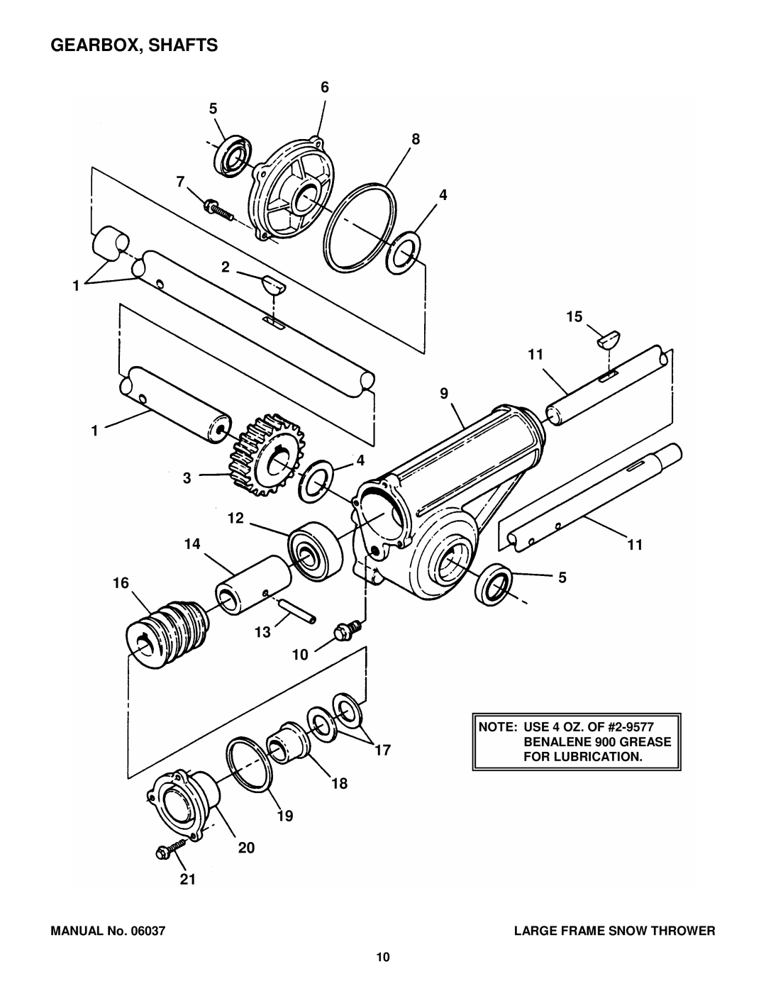 Snapper E9265, 8245, E10305E, E8265, E11305 manual GEARBOX, Shafts 