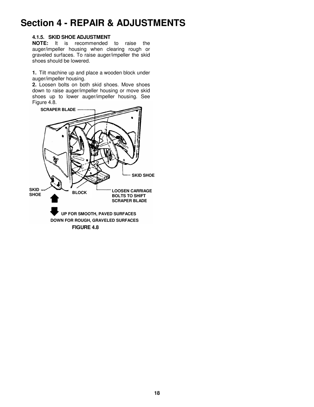 Snapper E9265, E11305 important safety instructions Skid Shoe Adjustment 