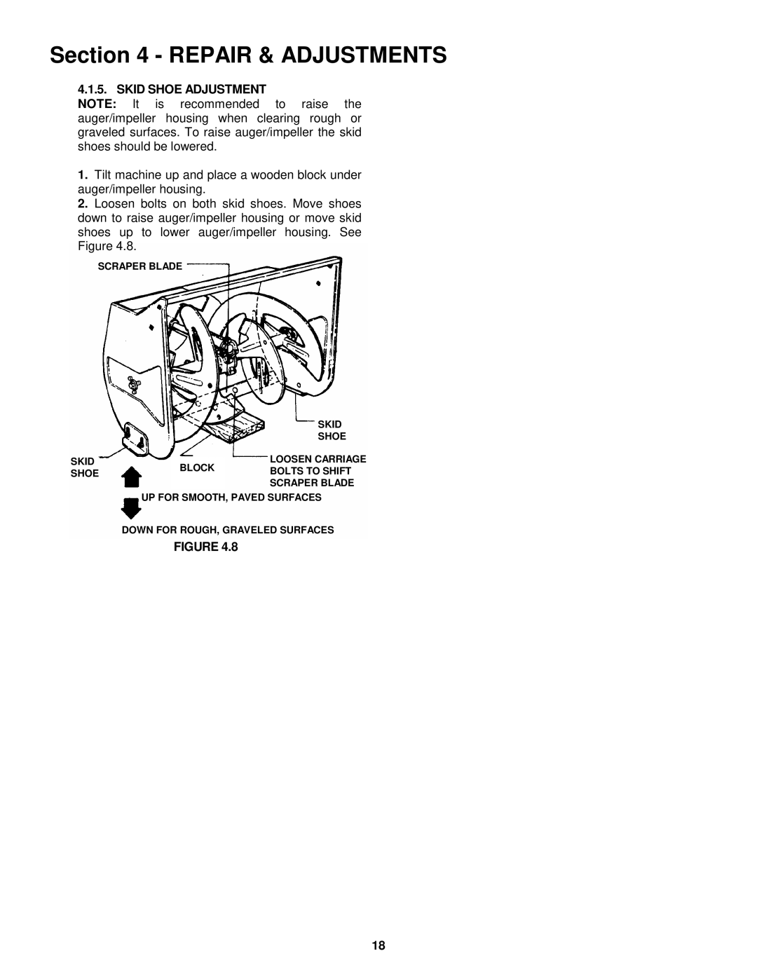 Snapper E9266, E11306 important safety instructions Skid Shoe Adjustment 