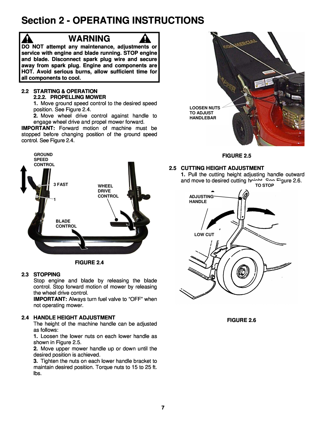 Snapper ECLP21 551HV Operating Instructions, STARTING & OPERATION 2.2.2. PROPELLING MOWER, Stopping 