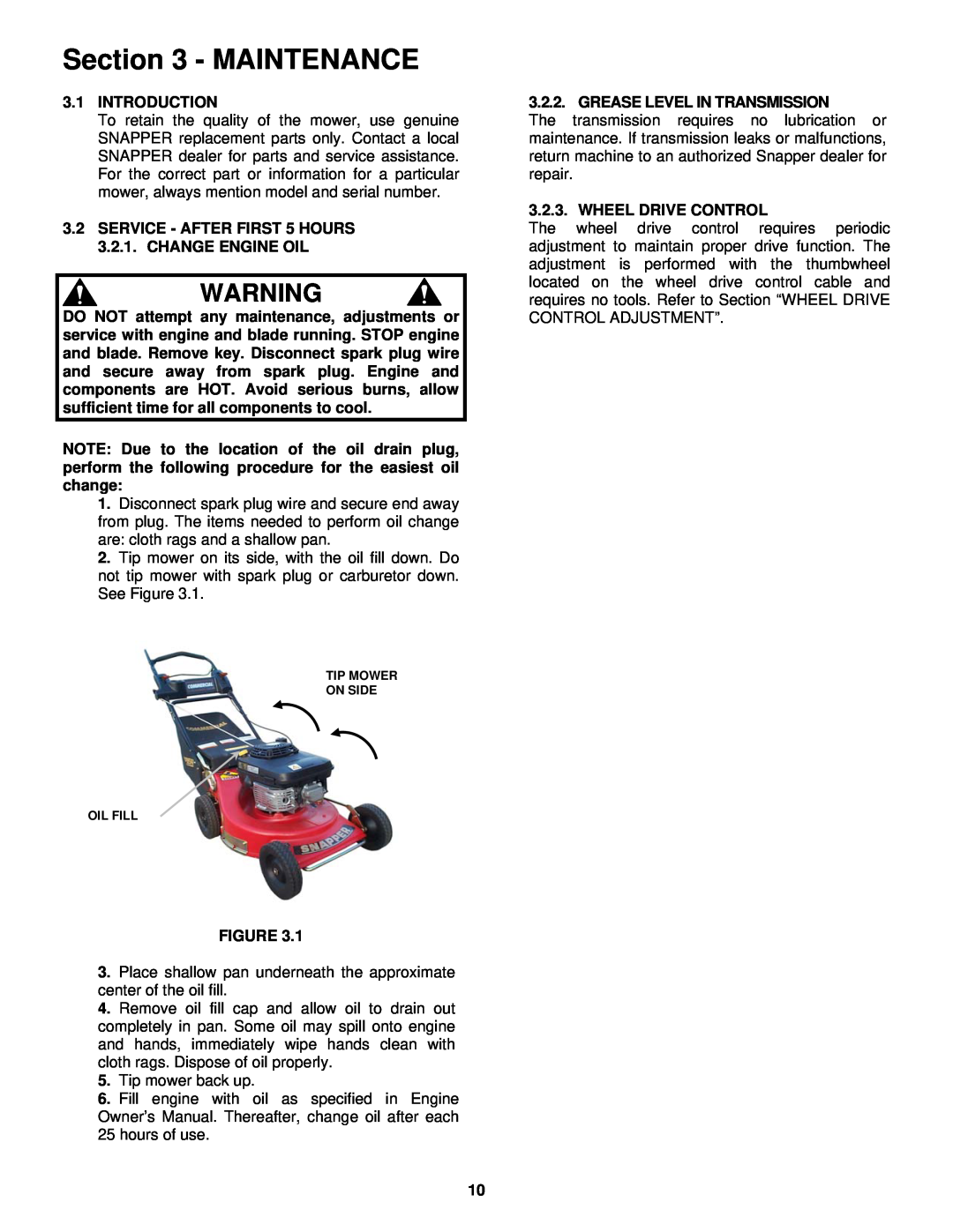 Snapper ECLP21602KWV important safety instructions Maintenance 