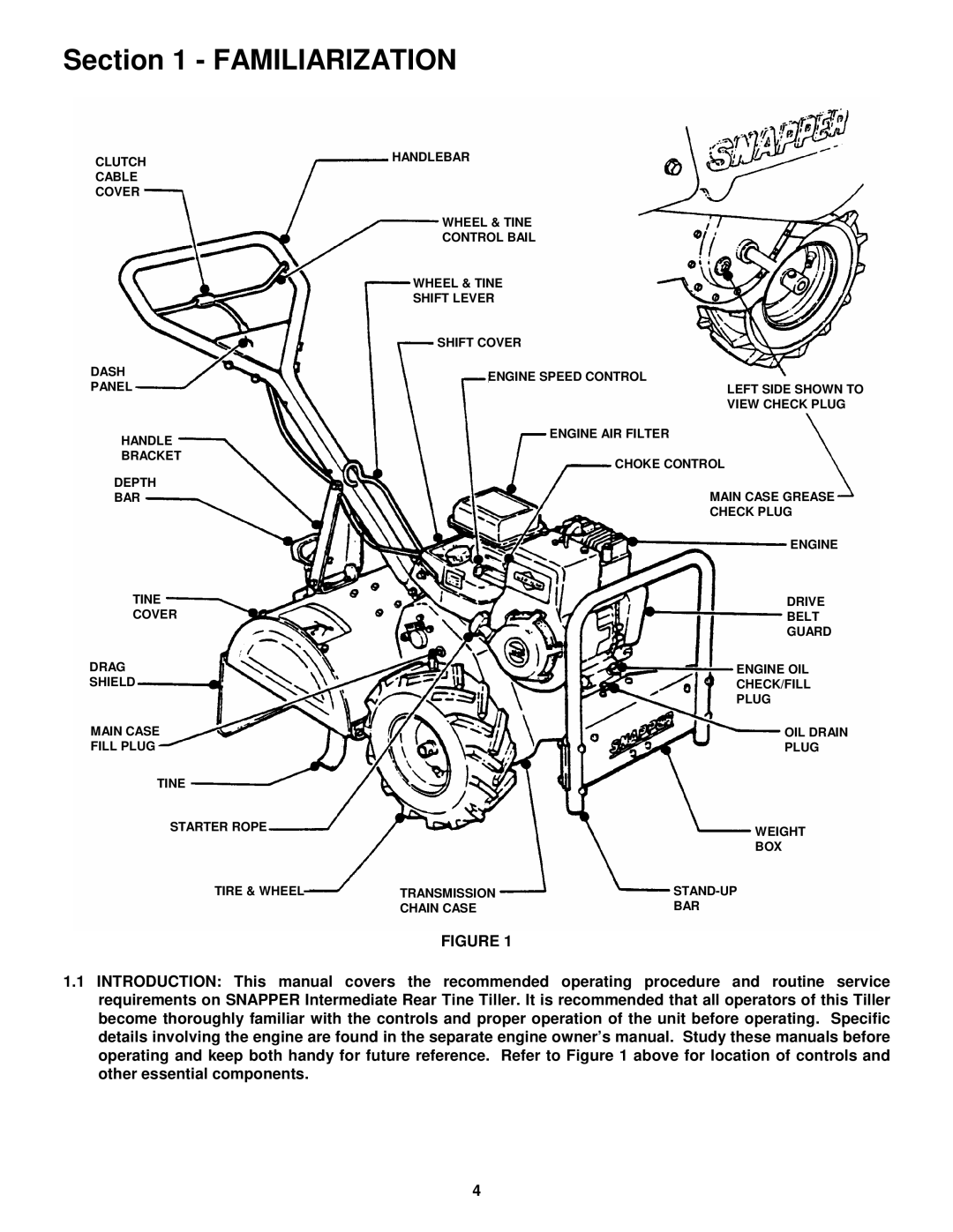 Snapper EICFR5004B important safety instructions Familiarization 