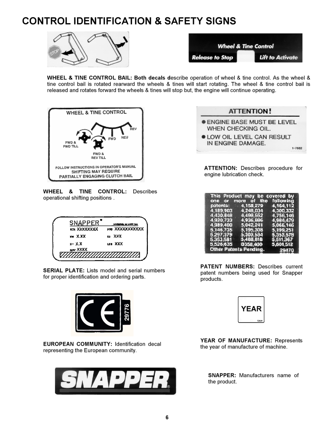 Snapper EICFR5505BV important safety instructions Snapper Manufacturers name of the product 