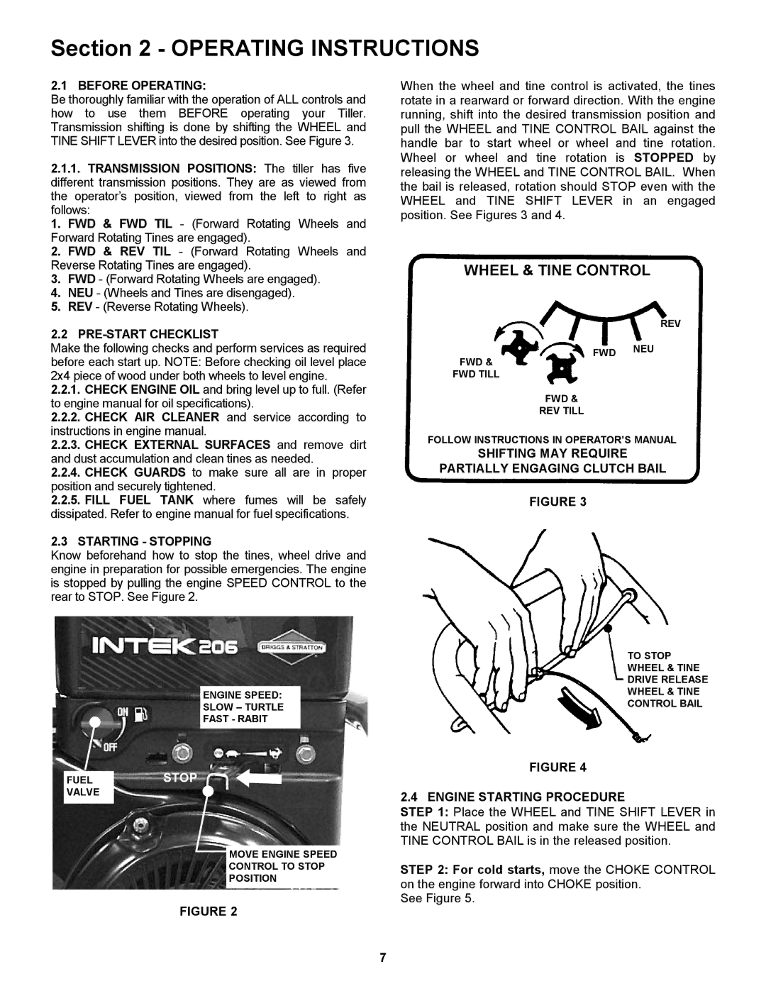 Snapper EICFR5505BV important safety instructions Wheel & Tine Control 