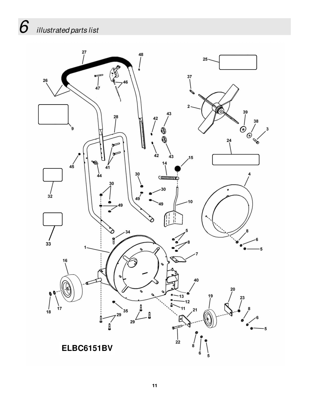 Snapper ELBC6151BV manual illustrated parts list 