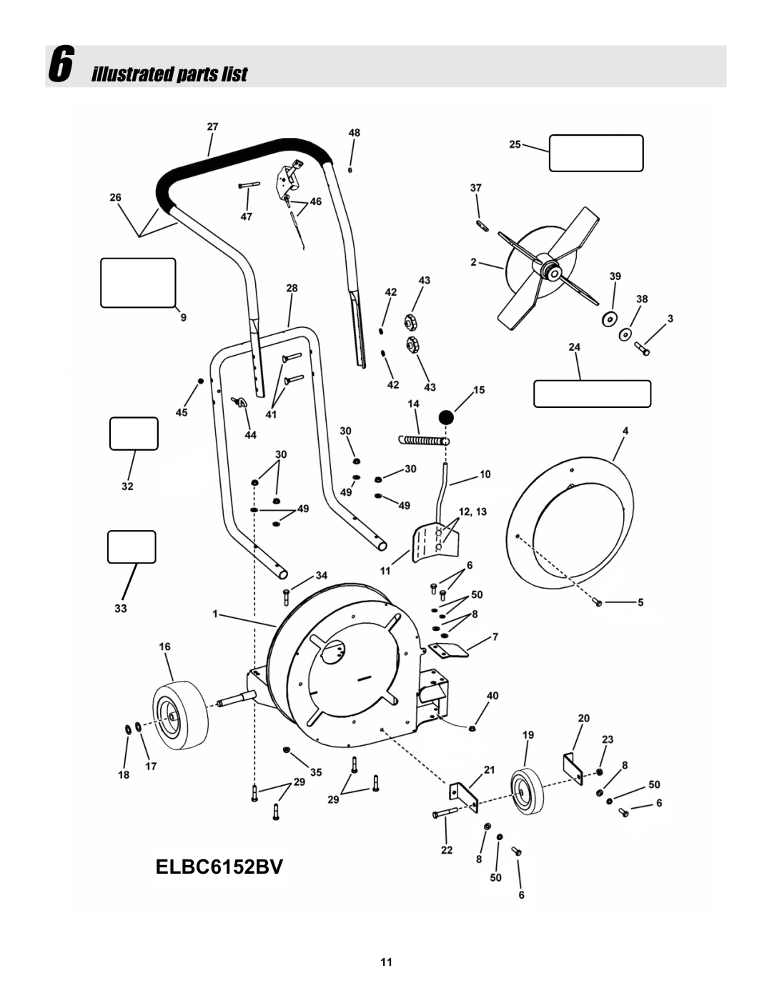 Snapper ELBC6152BV manual Illustrated parts list 