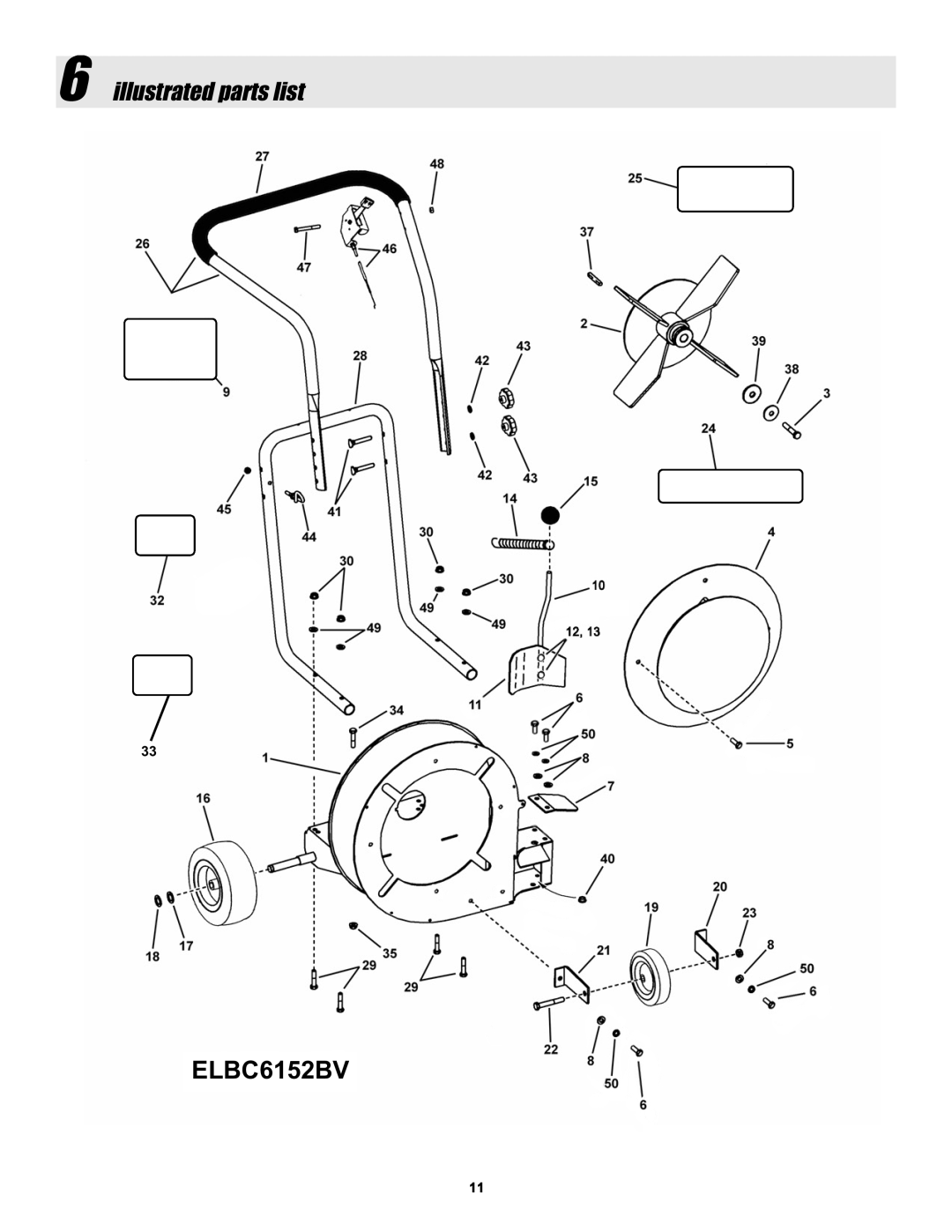 Snapper ELBC6152BV manual 6illustrated parts list 
