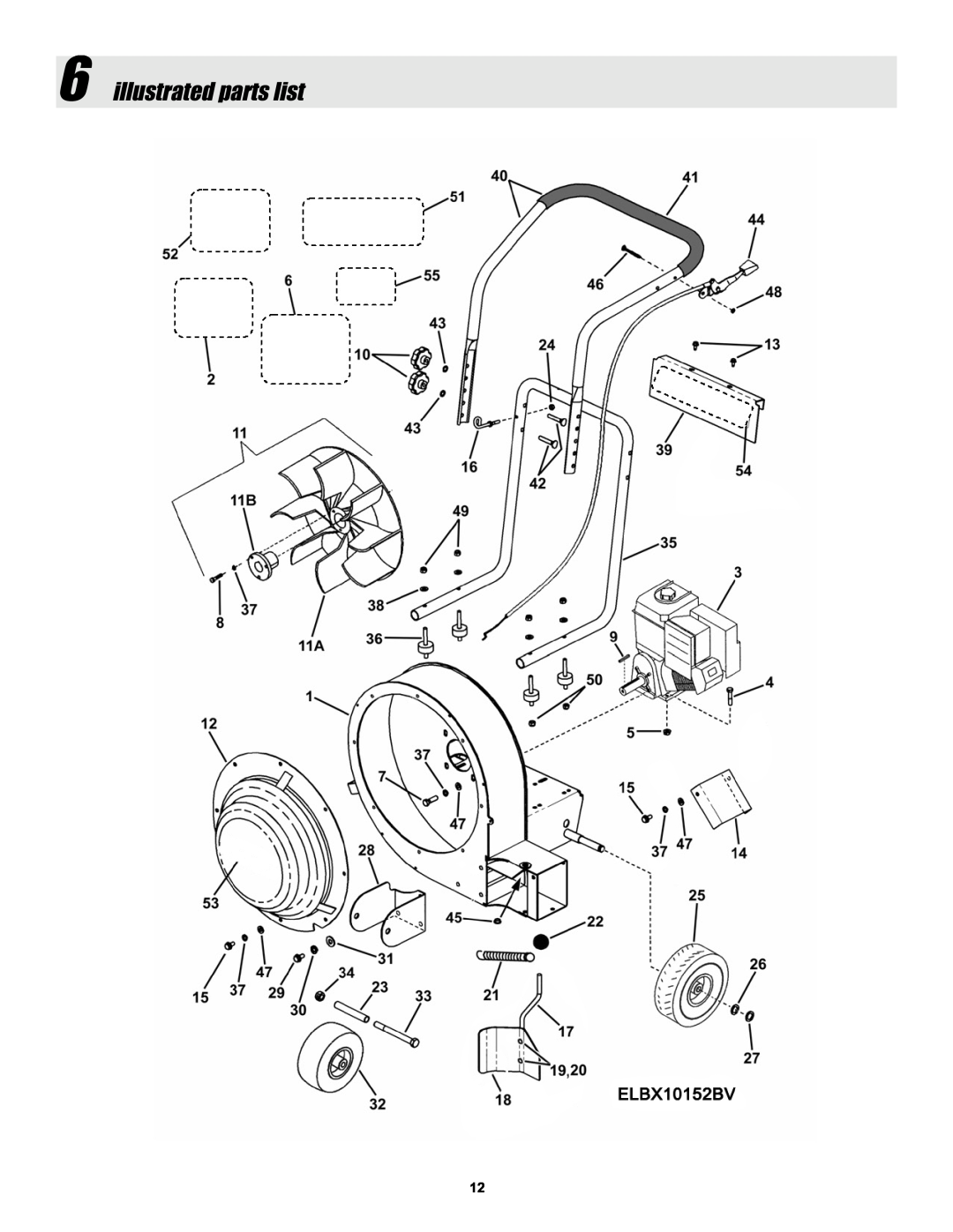 Snapper ELBX10152BV manual illustrated parts list 
