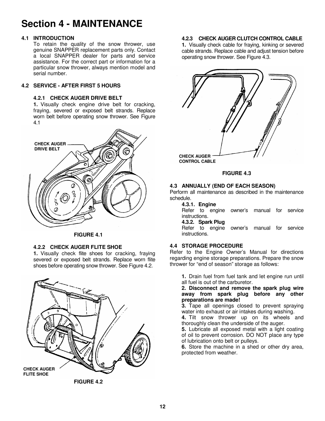 Snapper ELE3190R important safety instructions Maintenance 