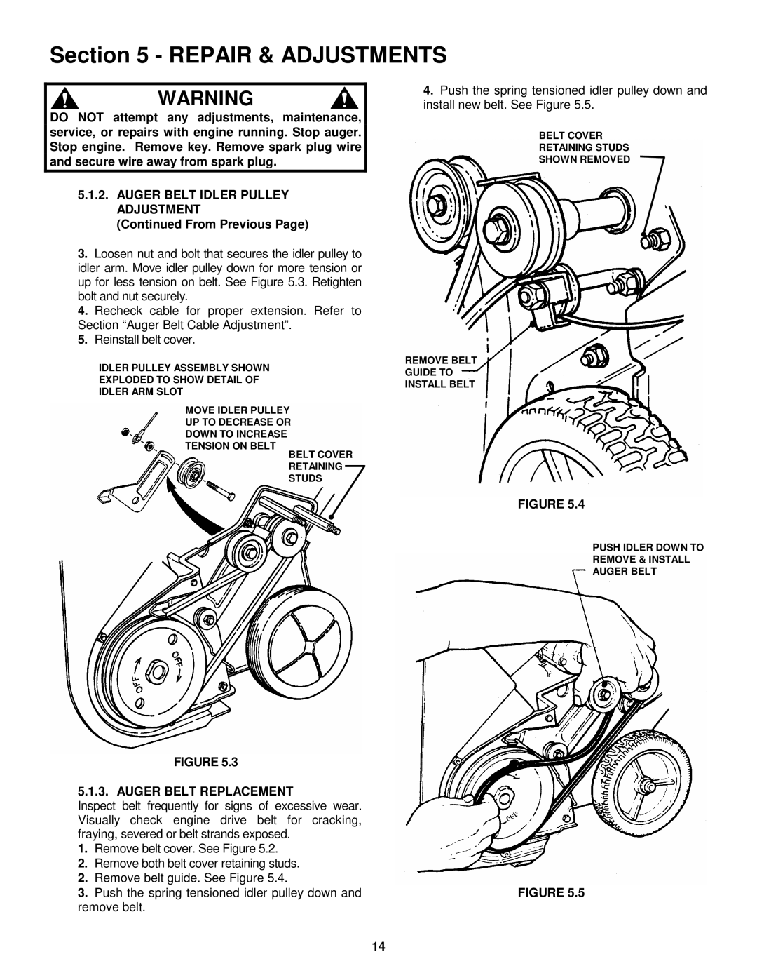 Snapper ELE3190R important safety instructions From Previous, Auger Belt Replacement 