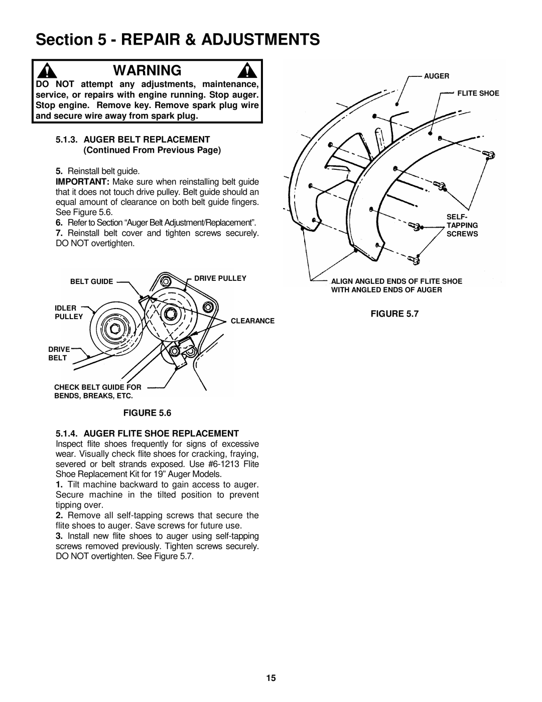 Snapper ELE3190R important safety instructions Repair & Adjustments 