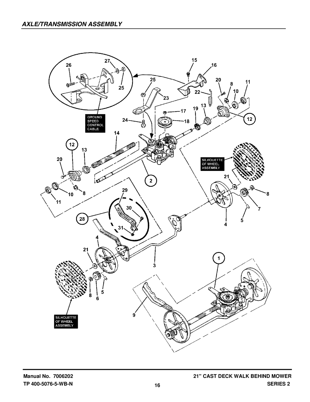 Snapper ELP21502KWV, ELP21602E manual AXLE/TRANSMISSION Assembly 