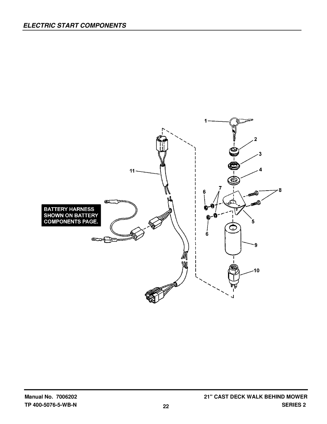 Snapper ELP21502KWV, ELP21602E manual Electric Start Components 