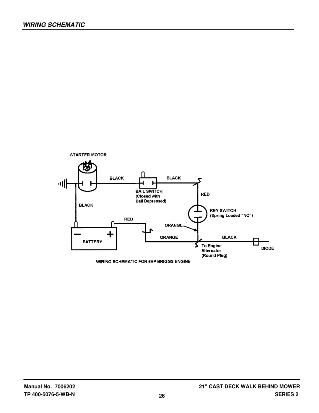 Snapper ELP21602E, ELP21502KWV manual Wiring Schematic 