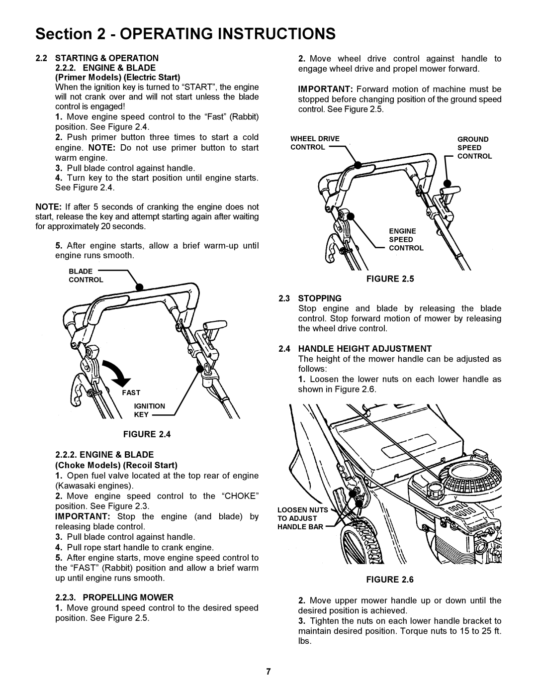 Snapper ELP216752BV Engine & Blade, Choke Models Recoil Start, Propelling Mower, Stopping, Handle Height Adjustment 