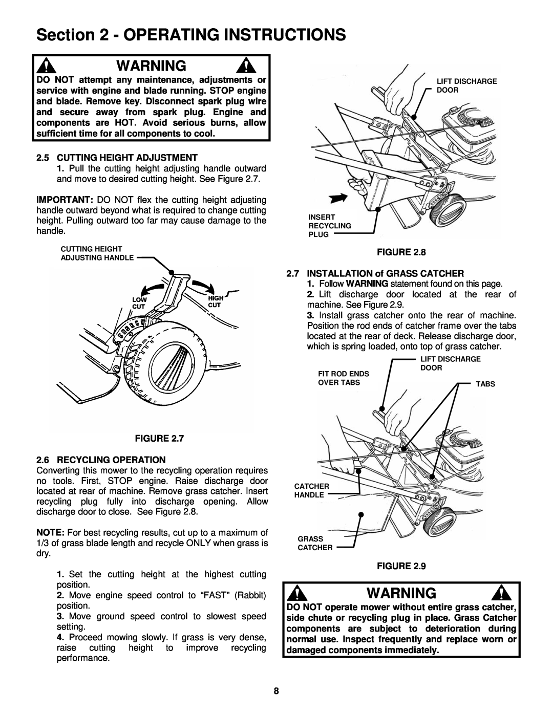 Snapper ELP21702BV important safety instructions Operating Instructions, 2.5CUTTING HEIGHT ADJUSTMENT 