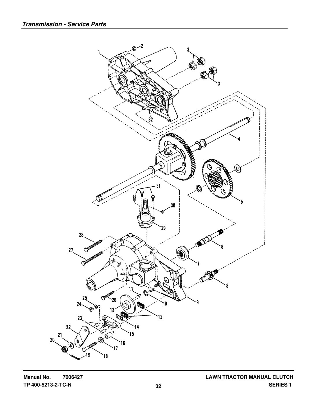 Snapper ELT140H411KV, ELT140H331KV, RLT140H331KV manual Transmission Service Parts 