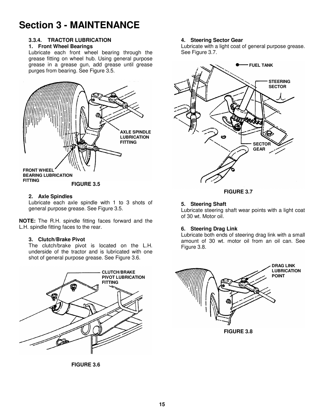 Snapper ELT145H33FBV important safety instructions Tractor Lubrication 