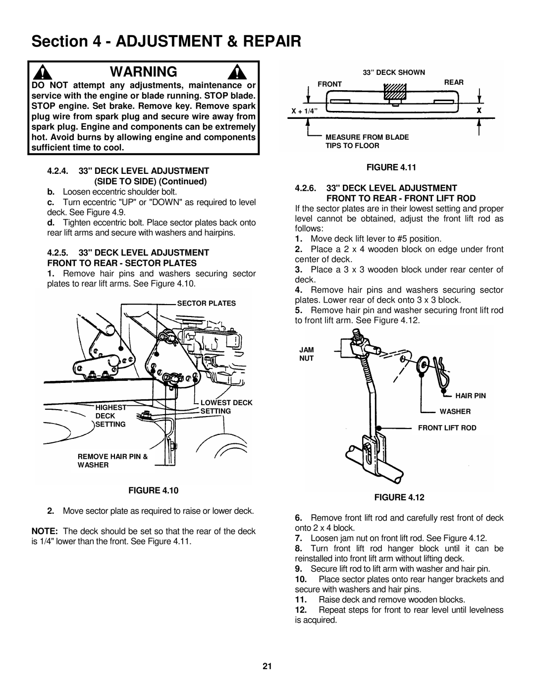 Snapper ELT145H33FBV Deck Level Adjustment Front to Rear Sector Plates, Deck Level Adjustment Front to Rear Front Lift ROD 