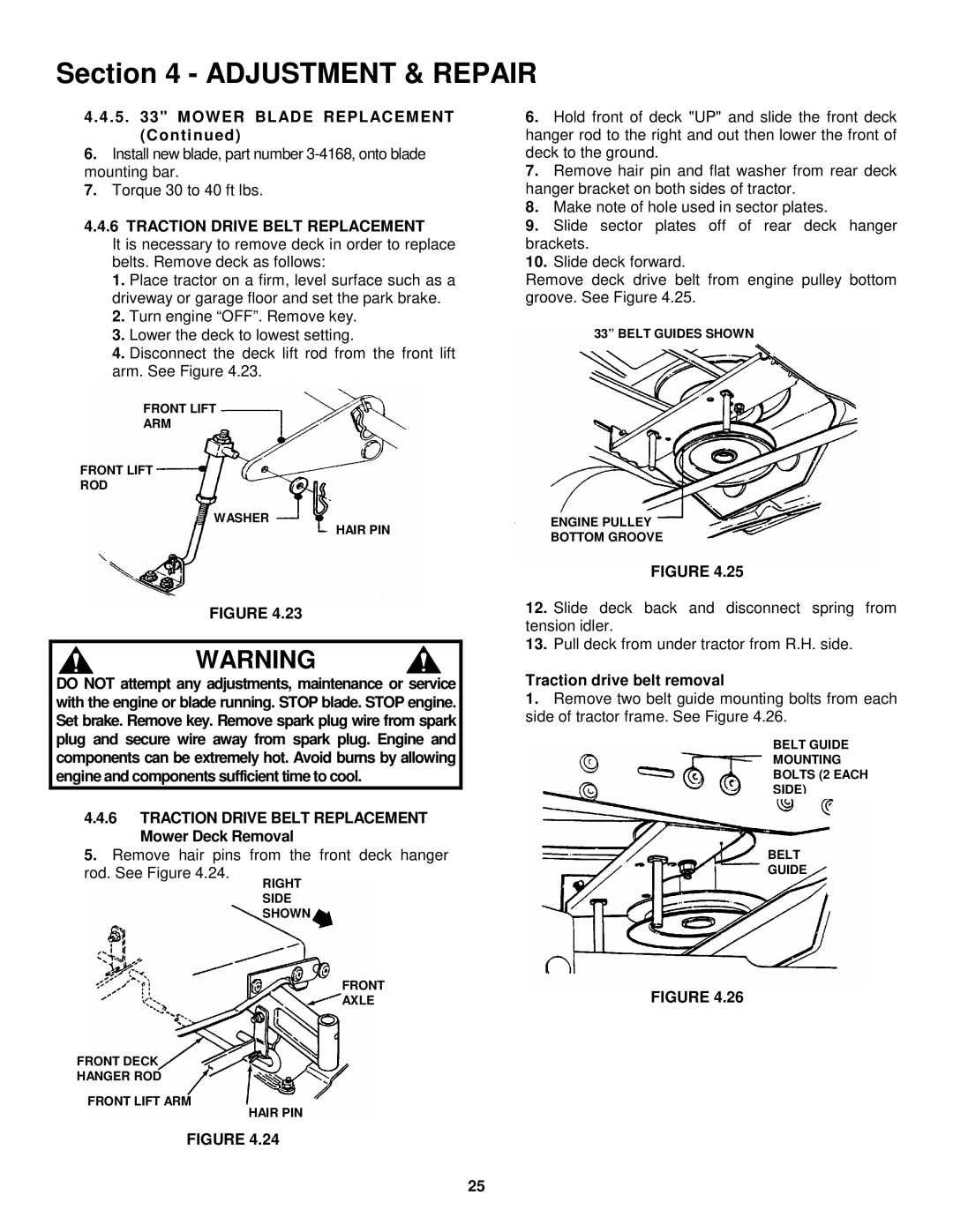 Snapper ELT145H33FBV Mower Blade Replacement, Traction Drive Belt Replacement, Traction drive belt removal 