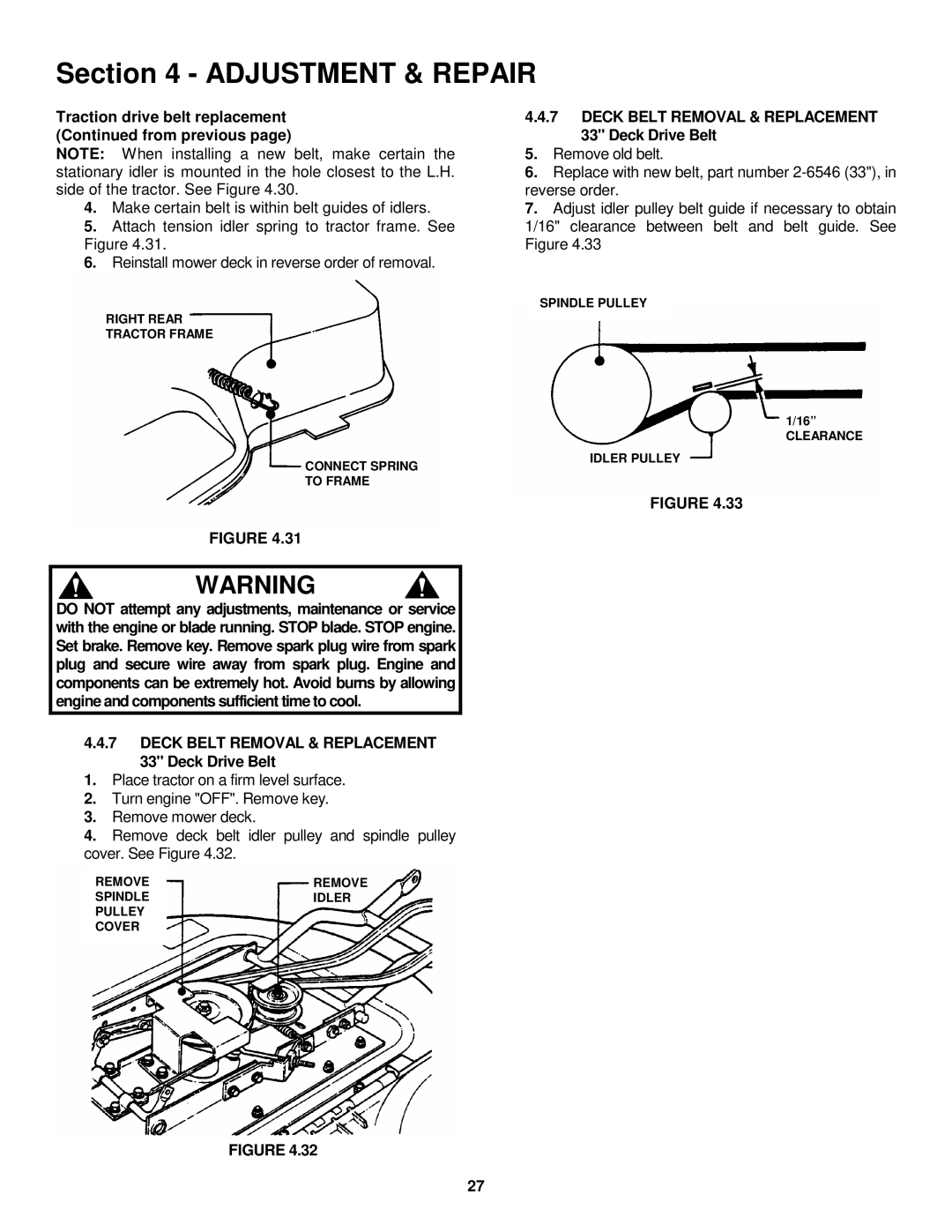 Snapper ELT145H33FBV Traction drive belt replacement from previous, Deck Belt Removal & Replacement, Deck Drive Belt 