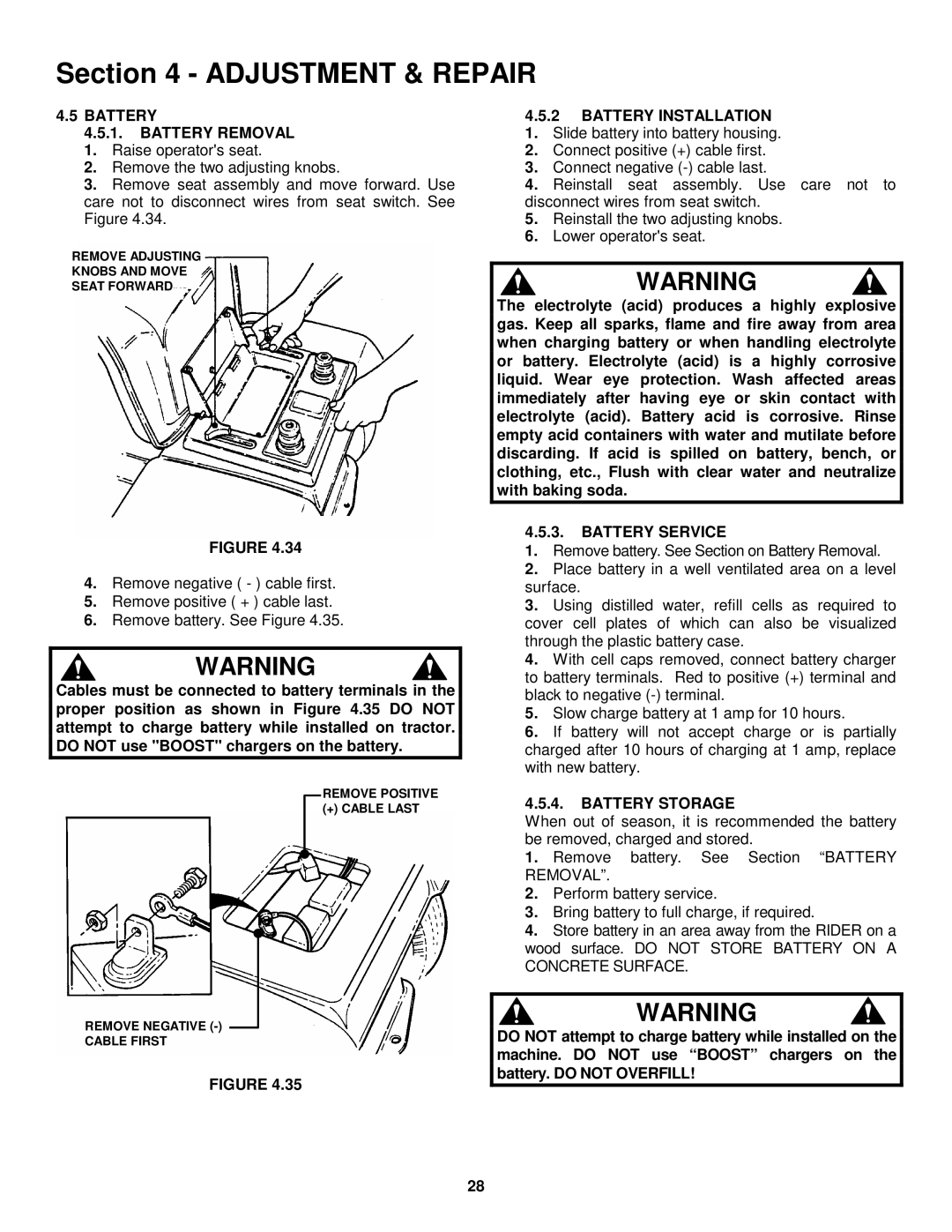 Snapper ELT145H33FBV Battery Battery Removal, Battery Installation, Battery Service, Battery Storage 