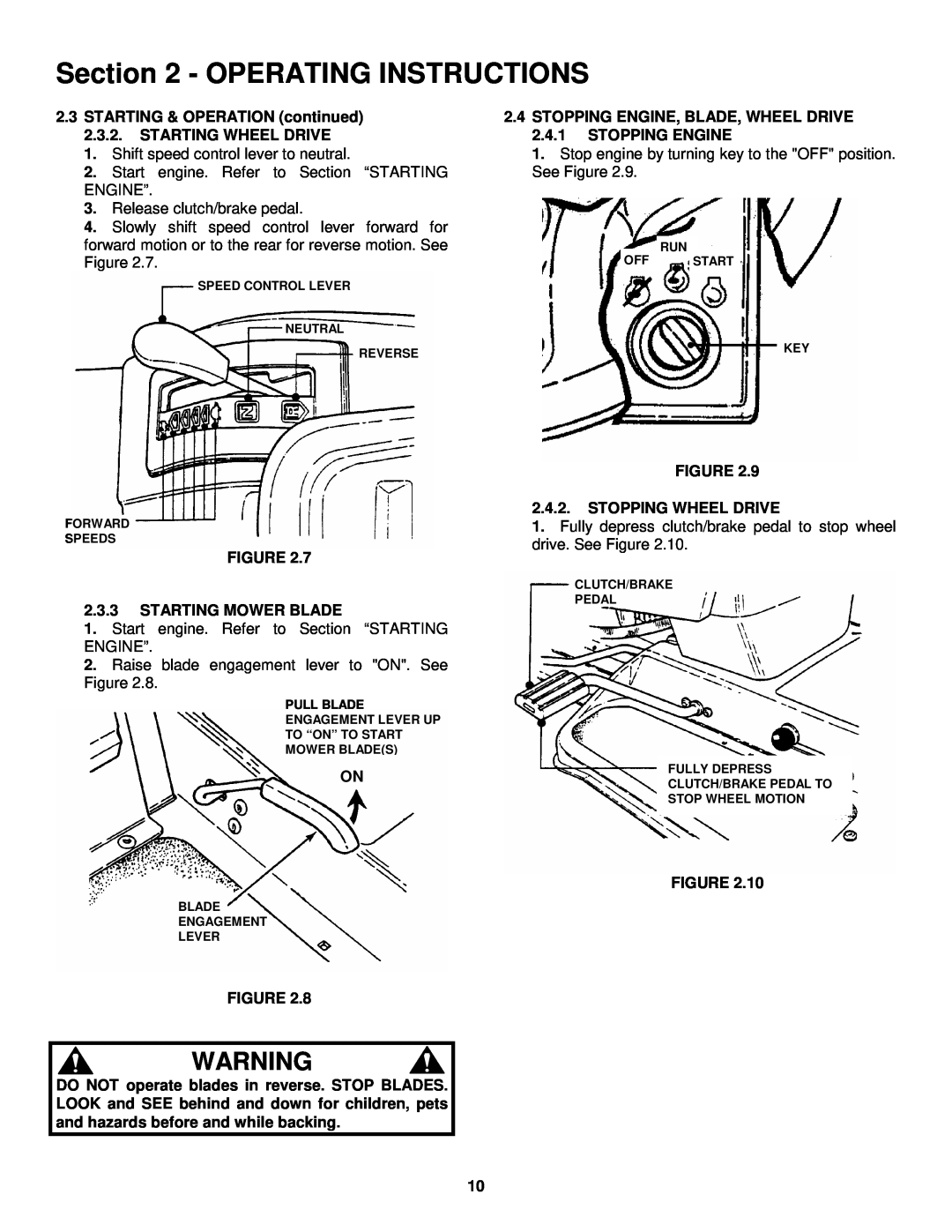 Snapper ELT145H33FBV important safety instructions Operating Instructions, 3.3STARTING MOWER BLADE 