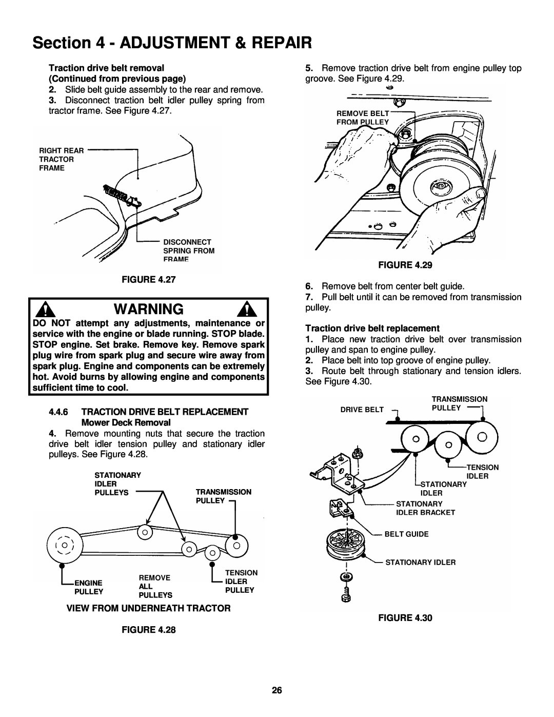 Snapper ELT145H33FBV important safety instructions Adjustment & Repair 