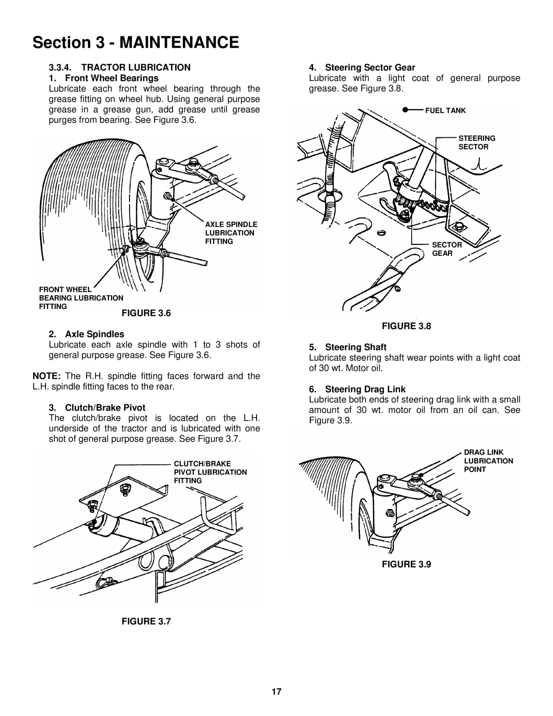 Snapper ELT180H33IBV important safety instructions Tractor Lubrication 