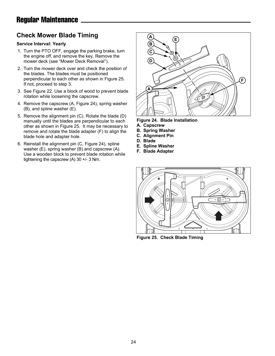 Snapper ELT19540RD, FLT19540RD, ELT2240RD manual Check Mower Blade Timing, Check Blade Timing 