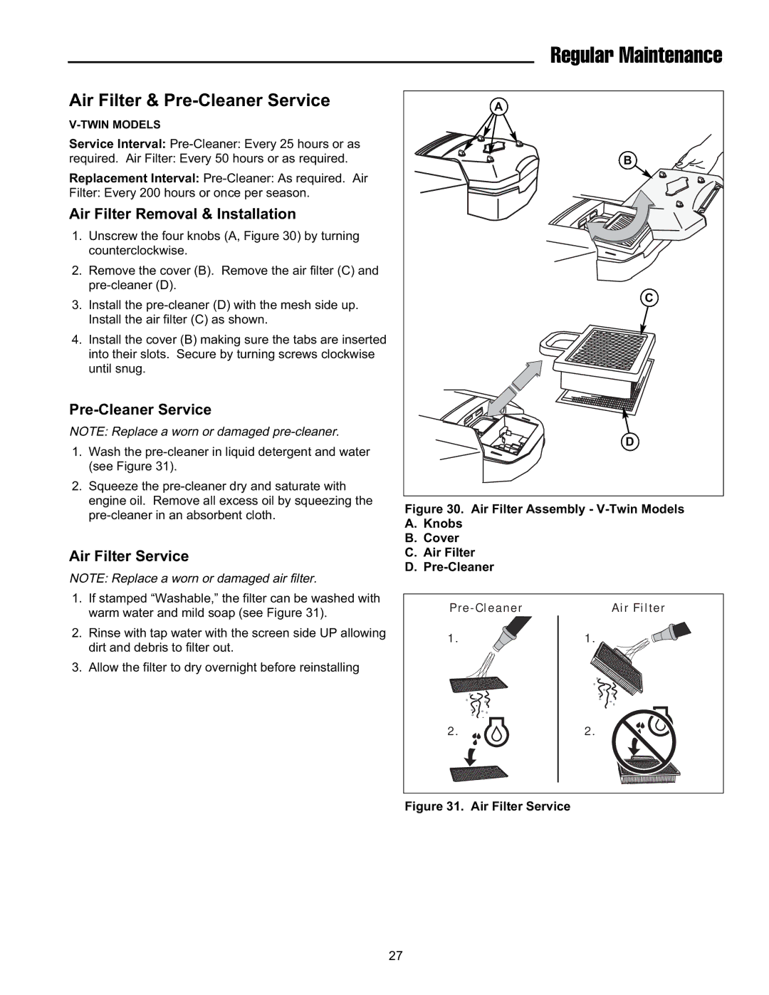 Snapper FLT19540RD, ELT2240RD Air Filter & Pre-Cleaner Service, Air Filter Removal & Installation, Air Filter Service 