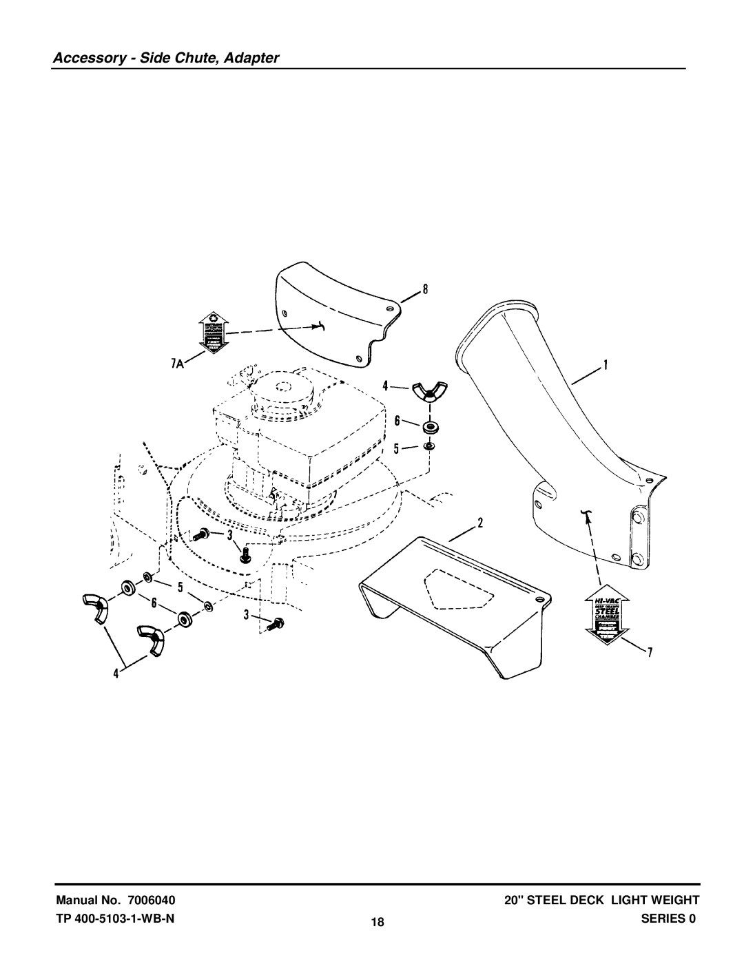 Snapper D20380, ELW400, EDLW400R2, R20400 manual Accessory Side Chute, Adapter 