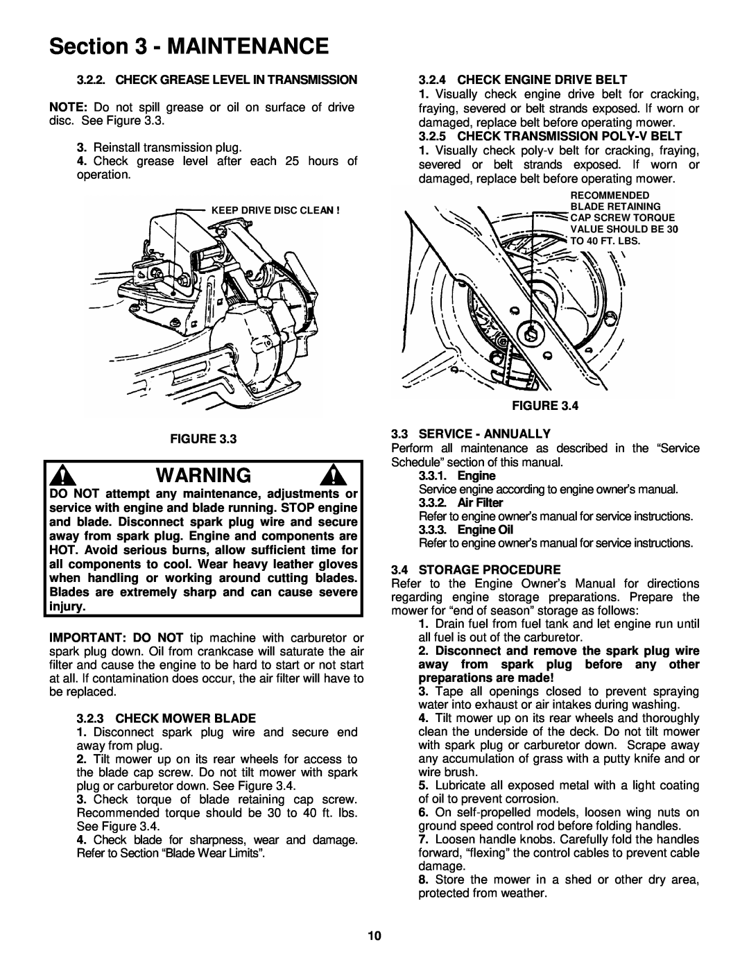 Snapper EMRP216015B important safety instructions Maintenance, Check Grease Level In Transmission 