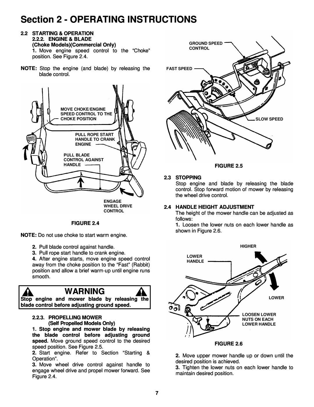 Snapper EMRP216015B Operating Instructions, PROPELLING MOWER Self Propelled Models Only, 3STOPPING 