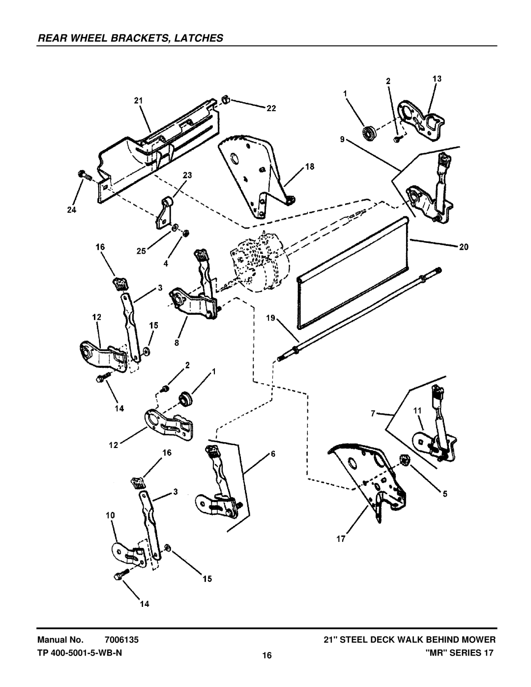 Snapper EMRP216017B, EMRP216517B, MRP216017BV, MR216017BV, WMR216517B, WMRP216017B manual Rear Wheel BRACKETS, Latches 