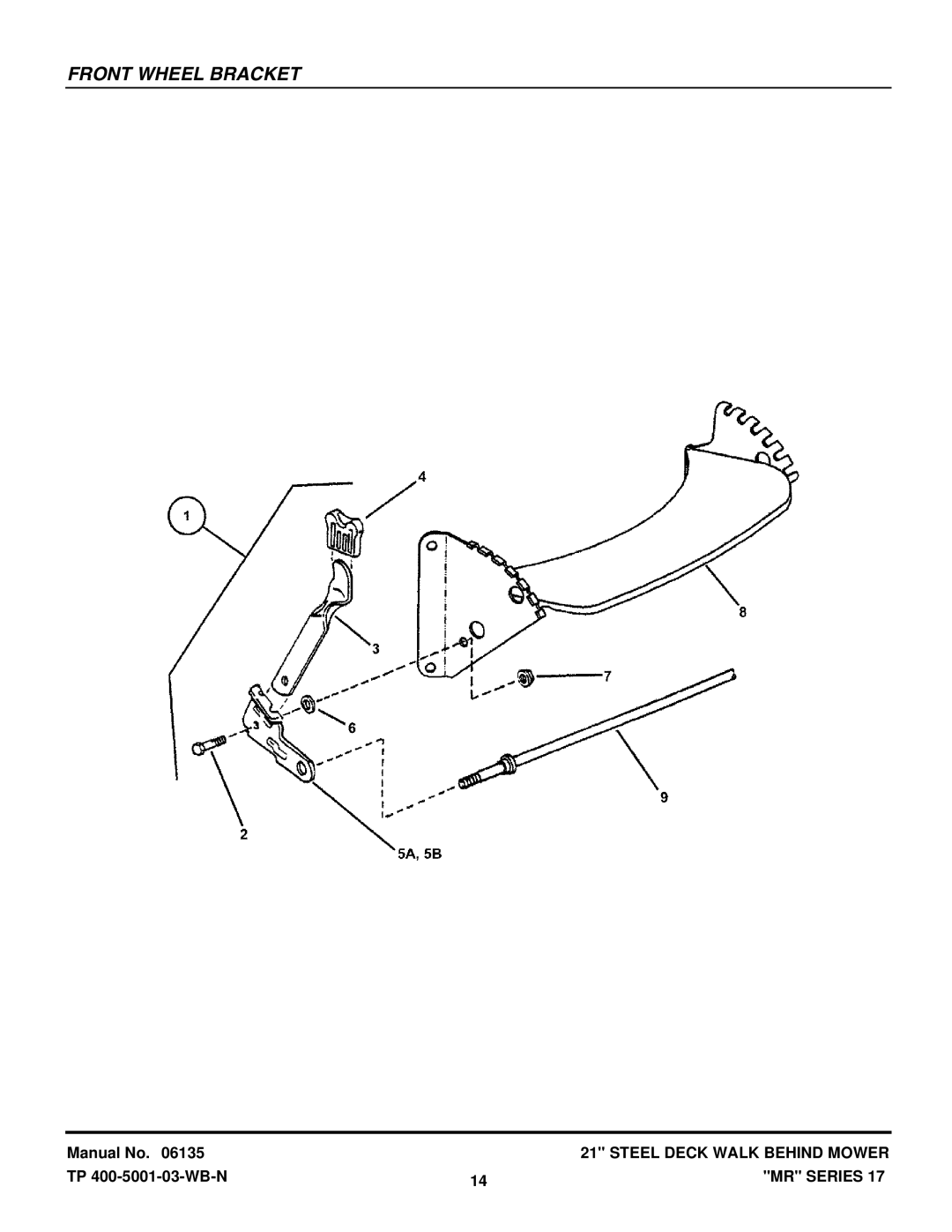 Snapper WMR216517B, EMRP216517B, MRP216017BV, WMRP216017B, WMR216017BV manual Front Wheel Bracket 