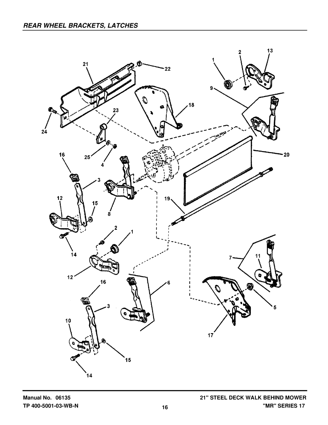 Snapper WMR216017BV, EMRP216517B, MRP216017BV, WMR216517B, WMRP216017B manual Rear Wheel BRACKETS, Latches 